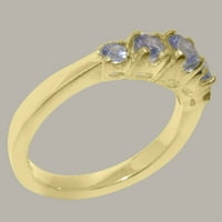 Tradicionalni prsten od punog žutog zlata od 10 karata britanske proizvodnje s prirodnim Tanzanitom u rasponu veličine - veličina