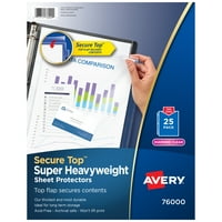 Bundle Together - Uvez Avery 5 Heavy Duty View s prstenom EZD, tamno plava i Avery Secure Top Sheet Protectors, Veliki kalibar, Letter,