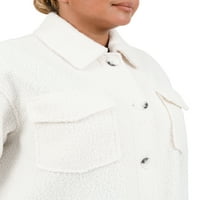 Cyn & Luca Women's Plus Size Boucle Prevelike solidne jakne košulje