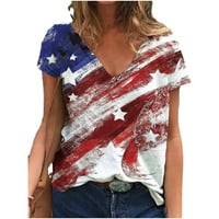 Ženske majice plus size majice na rasprodaji Ženska majica s izrezom u obliku slova A i kratkim rukavima Za Dan neovisnosti ležerna
