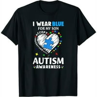 Majica sa srcem koju nosim u čast mjeseca svijesti o autizmu svog sina je plava