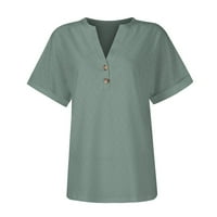 Ženske majice za izlazak, modne ljetne jednobojne čipkaste košulje s izrezom u obliku slova U i kratkim rukavima, modne uredske Ležerne