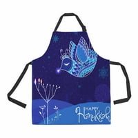 Prekrasna plava podesiva naramenica s ornamentom za ptice s džepovima za komercijalnu upotrebu u restoranima i kućnoj kuhinji