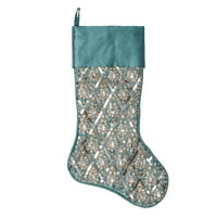 Božićna čarapa od 20 s tirkiznim uzorkom šljokica