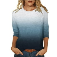 Ženske majice dugih rukava s gradijentnom bluzom s okruglim vratom široka košulja