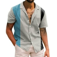 Kombinezon muške muške Casual kratke rukave proljeće ljeto košulje s odbijenim ovratnikom i 3M print Modni top bluza košulje