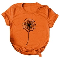 majice za žene, ležerna široka majica kratkih rukava s printom, Ženske majice, narančaste košulje za žene
