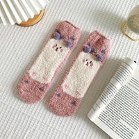 Ženske čarape s prugama od koralja, šarene lagane Ležerne zimske mekane tople udobne Ležerne čarape