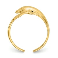Prsten od žutog zlata s dupinom na nožnom prstu od netaknutog karatnog zlata