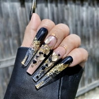 Ružičasta Crna lažna manikura s dugom cijevi prirodni neraskidivi nokat jednostavna odjeća za salon za nokte za žene i djevojke