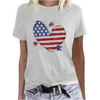 Rasprodaja gornjih dijelova Plus size ženske ljetne majice kratkih rukava s printom široka majica bluza Siva Majica 8