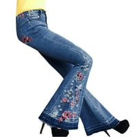 Traperice za žene za žene ljetne rastezljive Plus široke traperice s ležernim vezenim hlačama za čizme