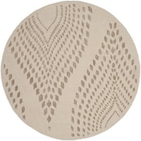 Prostirka od vune u obliku apstraktnog cvjetnog lišća, pješčano smeđa, okrugla 5'5'