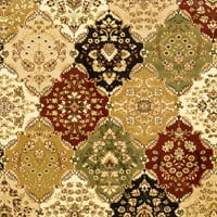 Tradicionalni tepih s obrubom, boja slonovače, kvadrat 6' 6'