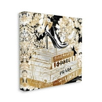 Stupell Industries Modne potpetice i knjige detalje dizajnera crnog zlata platno zidne umjetničke dizajn od Ziwei Li, 24 24