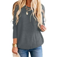 Oversize Ženski jesenski džemperi, ležerni široki pulover od pletenog kabela s dugim rukavima, sivi