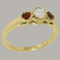 Ženski jubilarni prsten od 18k žutog zlata s prirodnim opalom i granatom britanske proizvodnje - opcije veličine-Veličina 9