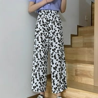Nova jesenska Moda, široke ženske hlače s visokim strukom s printom, široke hlače, duge hlače, donje hlače, bijela Veličina 3 inča
