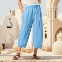 Dnevne hlače za Žene, Ležerne, s osam džepova, elastični pojas, jednobojne hlače