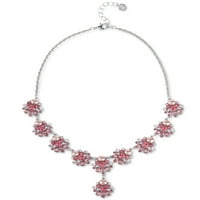Ogrlica s ovratnikom u srebrno ružičastoj boji s imitacijom bisera i kristala: ružičasta