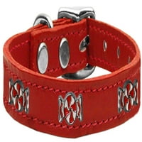 Crvena kožna ogrlica za pse u boji mente