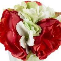 Umjetni cvjetni aranžman od hortenzije i ruže s vazom i vodom iz mumbo-a-umjetno cvijeće za uređenje doma, središnji dio tuša iz