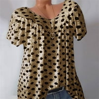 Ženske majice plus veličine s izrezom i printom u obliku slova U, majice kratkih rukava, široka košulja