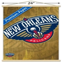 Novi Orleanski pelikani - zidni plakat s logotipom u drvenom magnetskom okviru, 22.375 34