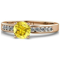 Zaručnički prsten od žutog safira i dijamanta od 1 karatnog ružičastog zlata od 14 karata.veličina 6,5