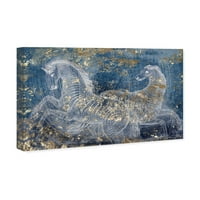 Wynwood Studio životinje zidne umjetničko platno ispisuje tipografski konjički životinje - zlato, plavo