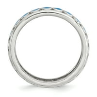 Prsten od čistog srebra s uglačanim plavim krugovima, emajliran
