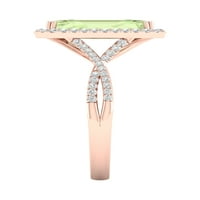 Carski dragi kamen ružičasto zlato 10k smaragdni rez zeleni ametist _ dijamant _ ženski prsten