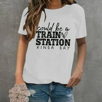 _ / žensko smiješno slovo koje bi moglo biti željeznička stanica, vrsta dnevnog tiska, okrugli vrat, majica kratkih rukava, ženski