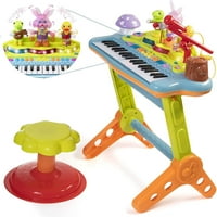 Set klavirskih igračaka s pravim radnim mikrofonom i funkcijom snimanja, reprodukcije, sintisajzera i stolice