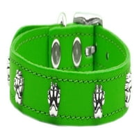 Ogrlica za pse od kože šape smaragdno zelene boje