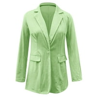 Ženski casual sako s dugim rukavima radni uredski sako s opremljenom jaknom s reverom Ženski sakoi i jakne za odijela zeleni;