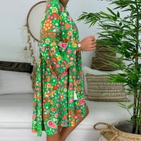 Ljetna haljina za žene, ležerna široka Mini haljina u obliku krpice s izrezom u obliku slova U i rukavom s naramenicama, Zelena u