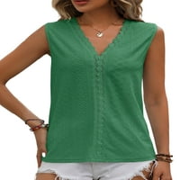 Majica Bez rukava Ženska udobna majica seksi bluza obrubljena čipkom travnato Zelena