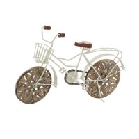 Skulptura bicikla od bijelog metala 19 12 s rezbarenim drvenim kotačima