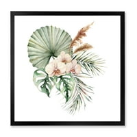DesignArt 'tropski buket s palminim orhidejama lišća tradicionalnog uokvirenog umjetničkog tiska