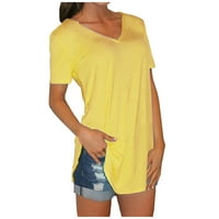 Ženska modna ležerna bluza Plus size, jednobojna majica s izrezom u obliku slova U i kratkim rukavima