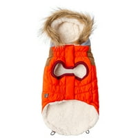 Park jakna za pse s kapuljačom - tehnologija, vjetrootporna, Vodootporna zimska jakna za male, srednje, velike pse-narančasta, tehnologija