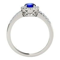 Prstenovi za žene 0. Dijamantni prsten od karatnog tanzanita ovalnog oblika s 4 zuba u bijelom zlatu od 10 karata