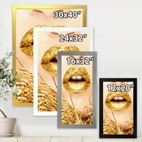 DesignArt 'Bliski plan zlatnih ženskih usana I' moderni uokvireni umjetnički tisak