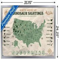 Jurski svijet: Dominion - zidni plakat s kartom dinosaura Sjeverne Amerike, uokviren 22,375 34