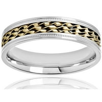 Obalni nakit-dvobojni prsten s umetkom od upletenog užeta od nehrđajućeg čelika