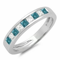 Kolekcija 0. Ženski zaručnički prsten s plavim i bijelim dijamantom od 10 karata, Bijelo zlato, veličina 9,5
