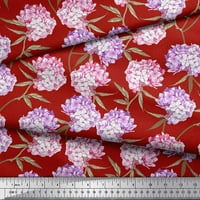 Svilena tkanina s lišćem i Jorgovanim cvjetnim ukrasom, tiskana tkanina širine dvorišta