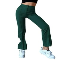Ženske Radne hlače visokog struka s patentnim zatvaračem na prednjem šavu, zelene