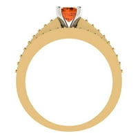 Dijamant okruglog reza 0. 14-karatno žuto-bijelo zlato imitacija ružičastog turmalina s naglascima vjenčani set od 7,25